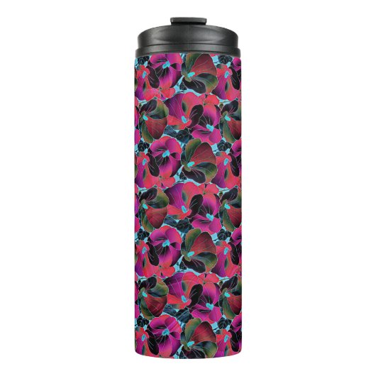 Helroze bloemendesign thermosbeker (Voorkant)