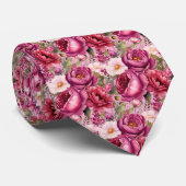 Helroze Bloemenschildering Waterverf Herenstropdas Stropdas (Opgerold)