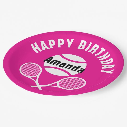 Helroze, ik hou van tennis papieren bordje (Gekanteld)