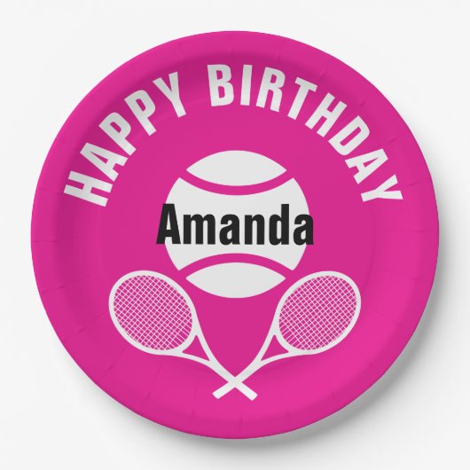 Helroze, ik hou van tennis papieren bordje (Voorkant)