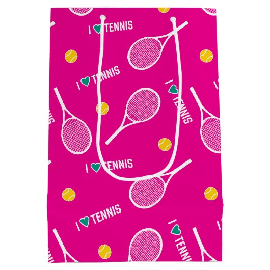Helroze, ik hou van tennispatronen medium cadeauzakje (Achterkant)