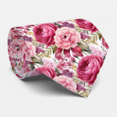 Helroze Roze Bloemen Waterverf Stropdas (Opgerold)