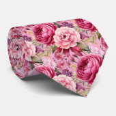 Helroze Roze Bloemen Waterverf Zijden Das (Opgerold)