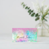 Helroze Roze Glitter Opal Achtergrond Visitekaartje (Staand voorkant)