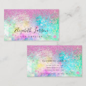 Helroze Roze Glitter Opal Achtergrond Visitekaartje (Voorkant / Achterkant)