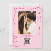 Helroze speelse handgetekende huwelijksfoto save the date (Achterkant)