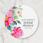 Helroze Waterverf Bloemachtige Bruilofts Bruidssho Bedankjes Labels (Achterkant)