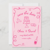 Helroze Whimsicale Handgetekende Huwelijksfoto Save The Date (Voorkant)