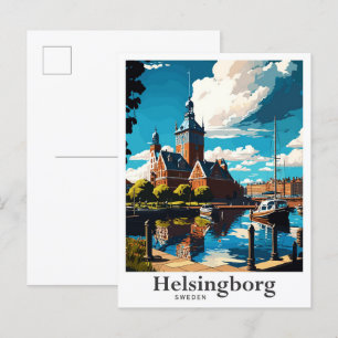 Helsingborg Zweden Art Vintage Travel Portrait Briefkaart