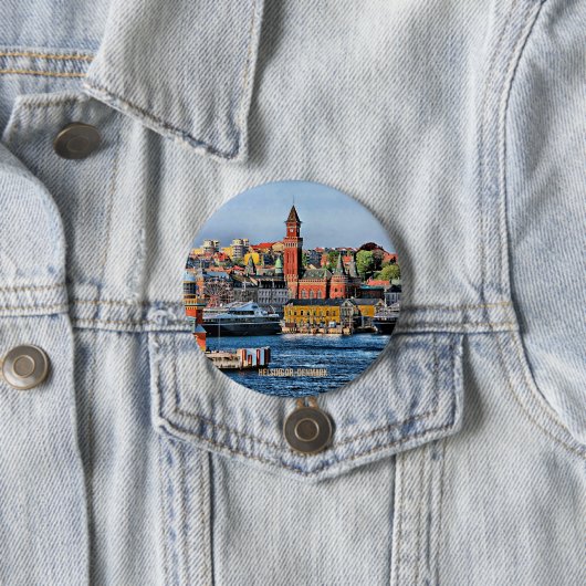 HELSINGOR, DENEMARKEN, kuststad, Ronde Button 7,6 Cm (In situ)