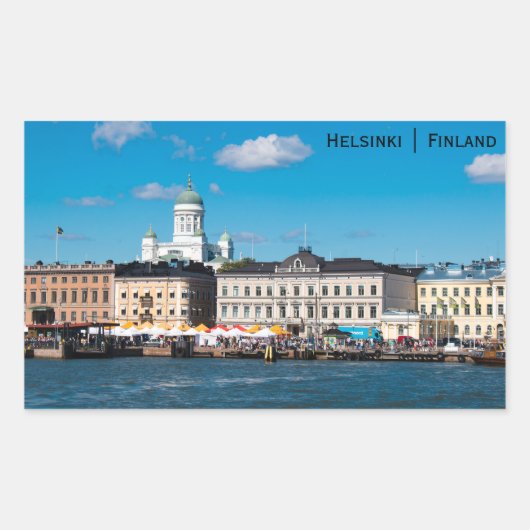 Helsinki City Skyline Rechthoekige Sticker (Voorkant)