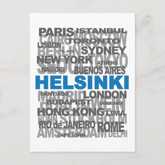 HELSINKI en andere steden briefkaart (Voorkant)