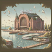 Helsinki Finland 3 inch Vinyl Sticker (Voorkant)