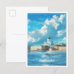 Helsinki Finland Art Vintage Travel Briefkaart