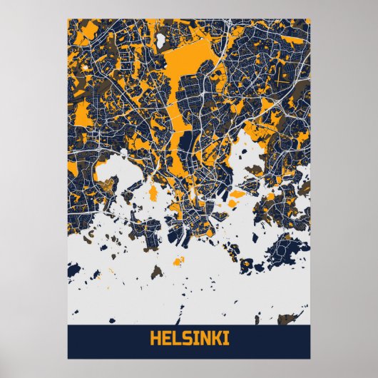 Helsinki - Finland Bluefresh City Map Poster (Voorkant)