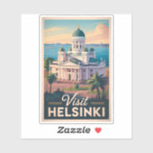 Helsinki Finland Cathedral Travel Art Vintage Sticker (Vel)