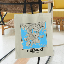 Helsinki, Finland City Map Tote Bag
