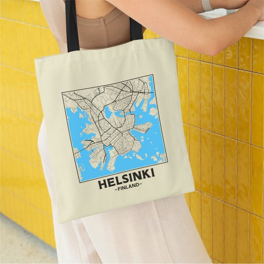 Helsinki, Finland City Map Tote Bag