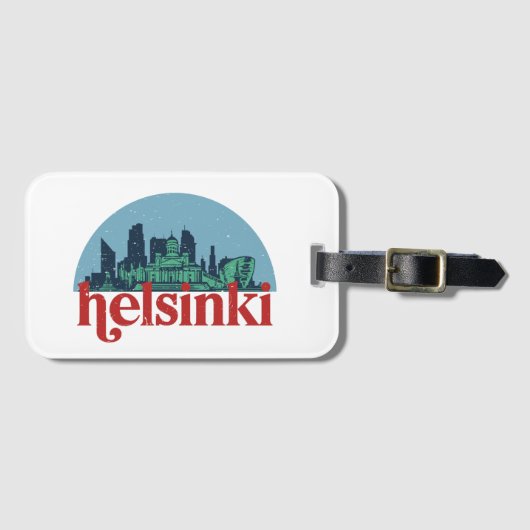 Helsinki Finland City Skyline  Cityscape Bagagelabel (Voorkant (horizontaal))