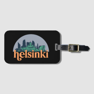 Helsinki Finland City Skyline Retro Cityscape Art Bagagelabel