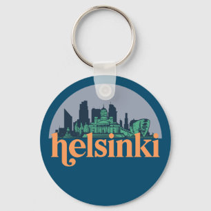 Helsinki Finland City Skyline Retro Cityscape Art Sleutelhanger