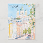 Helsinki Finland Gouache Schilderillustratie Reize Briefkaart (Voorkant)
