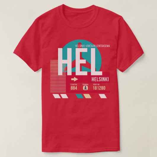 Helsinki Finland HEL Airport Code Bagage Label T-shirt (Design voorkant)