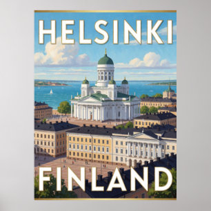 Helsinki Finland Kathedraal Baltische Reis Scene Poster