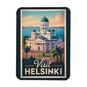 Helsinki Finland Kathedraal Reizen Kunst Vintage Magneet
