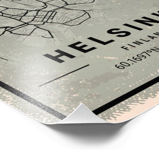 Helsinki finland map print poster canvas (Hoek)