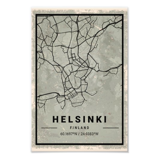 Helsinki finland map print poster canvas (Voorkant)