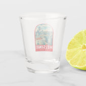Helsinki Finland Reis Kunst Embleem Shot Glas (Achterkant)