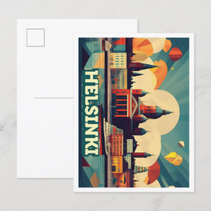 Helsinki Finland Reizen artistiek kleurrijk Briefkaart