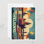 Helsinki Finland Reizen artistiek kleurrijk Briefkaart (Voorkant / Achterkant)