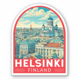 Helsinki Finland Reizen Kunst Embleem Sticker