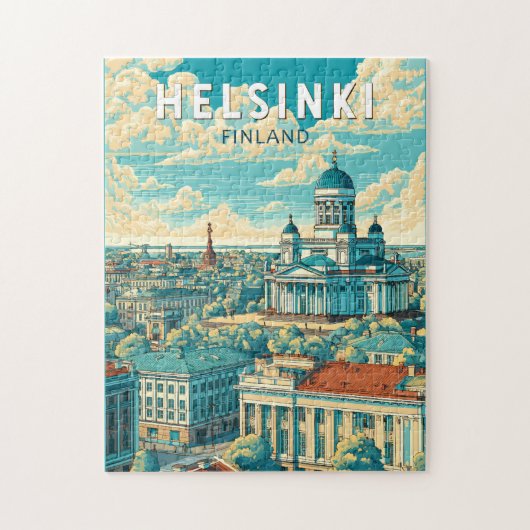 Helsinki Finland Reizen Kunst Vintage Legpuzzel (Verticaal)