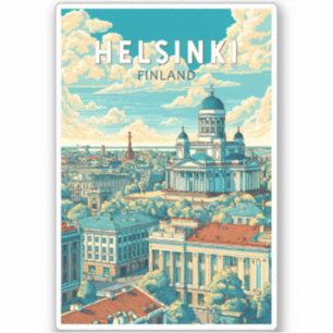 Helsinki Finland Reizen Kunst Vintage Sticker
