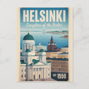 Helsinki Finland Retro Silhouette Stadslandschap R Briefkaart