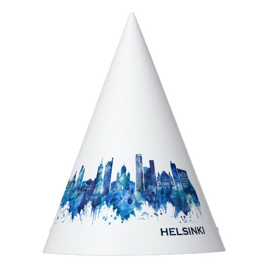 Helsinki Finland Skyline Blue Feesthoedjes (Voorkant)
