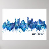 Helsinki Finland Skyline Blue Poster (Voorkant)