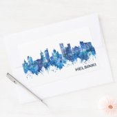 Helsinki Finland Skyline Blue Rechthoekige Sticker (Envelop)