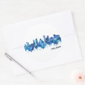 Helsinki Finland Skyline Blue Ronde Sticker (Envelop)