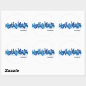 Helsinki Finland Skyline Blue Ronde Sticker (Vel)