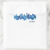Helsinki Finland Skyline Blue Ronde Sticker (Tas)