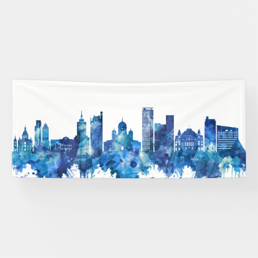 Helsinki Finland Skyline Blue Spandoek (Horizontaal)