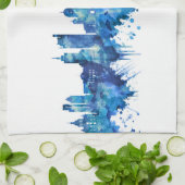Helsinki Finland Skyline Blue Theedoek (Gevouwen)