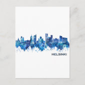 Helsinki Finland Skyline Blue Uitnodiging Briefkaart (Voorkant)
