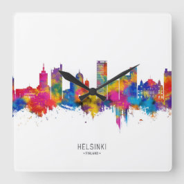 Helsinki Finland Skyline Vierkante Klok
