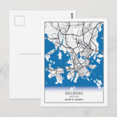 Helsinki Finland: Stadskaartcoördinaten reizen Briefkaart (Voorkant / Achterkant)