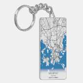 Helsinki Finland: Stadskaartcoördinaten reizen Sleutelhanger (Voorkant Links)